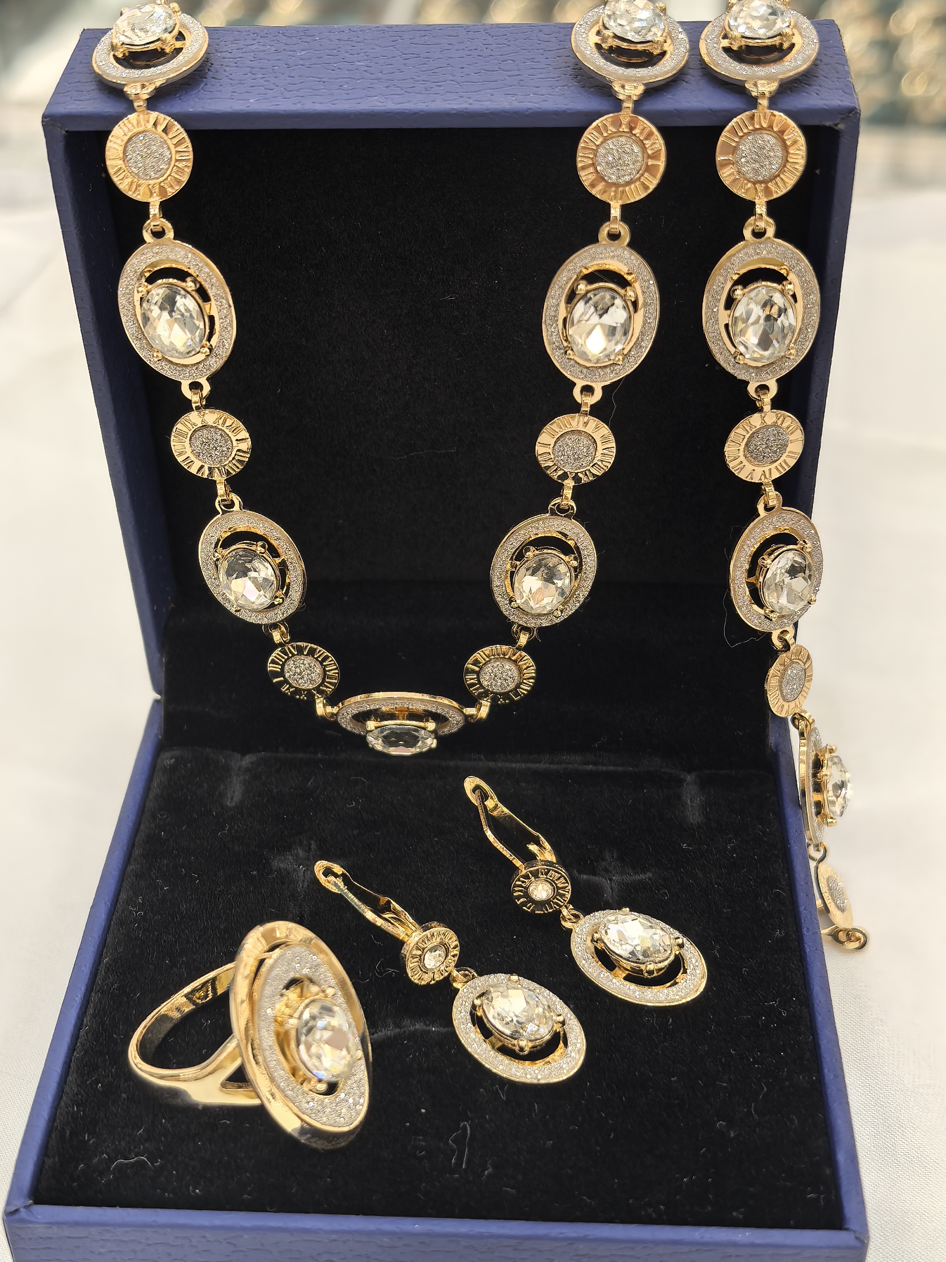 钛钢项链 气质奢华镶钻套装