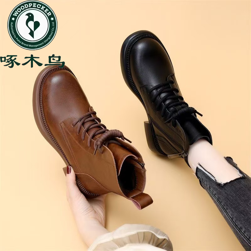 【啄木鸟品牌】加绒专柜正品高级加厚保暖休闲百搭马丁靴1137