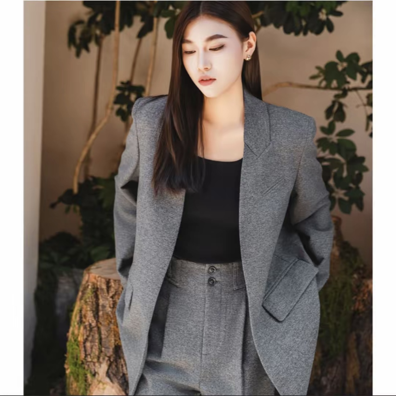 GIRDEAR/哥弟秋冬新款时尚百搭气质简约轻奢宽松毛呢外套女140058