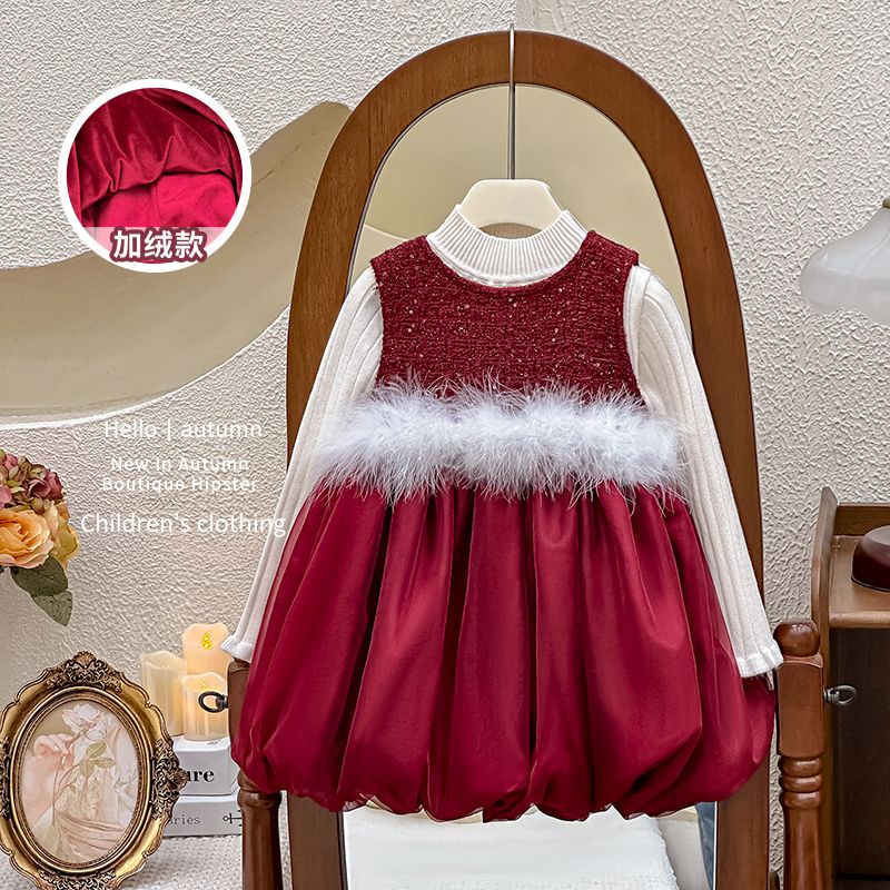女童连衣裙冬季2025新款洋气儿童加绒背心裙小香风女宝宝公主裙子