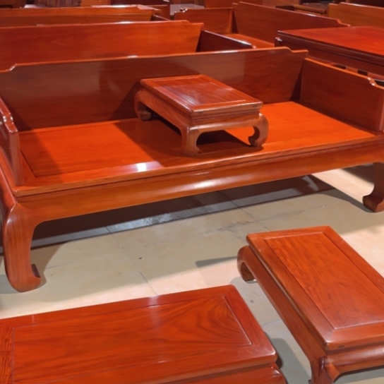 李***紫檀木类家具缅花罗汉床