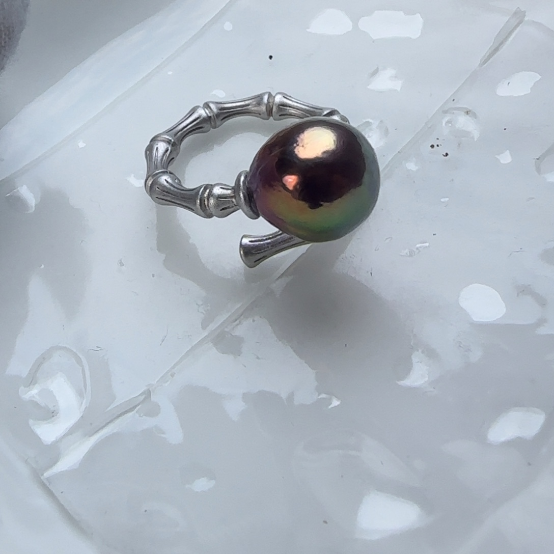 戒指银S925镶嵌淡水珍珠