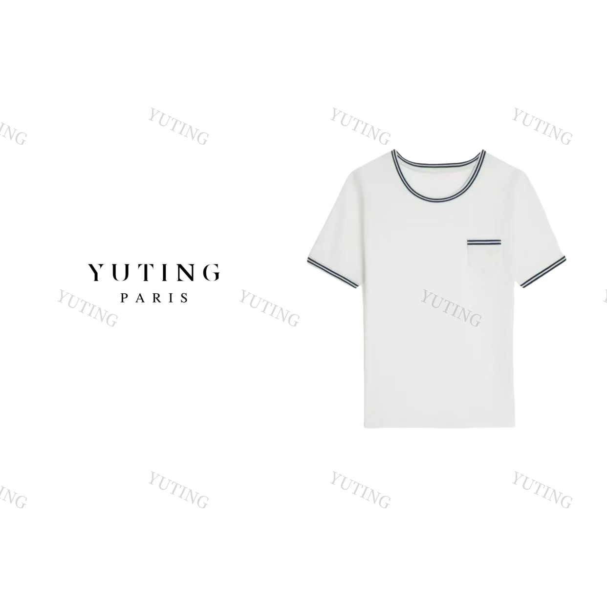 YT 25SS凯旋休闲百搭条纹字母刺绣短袖T恤 