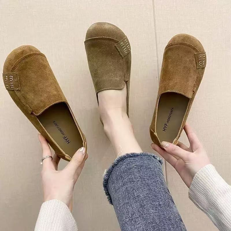 品牌补贴单鞋TT新款磨砂防滑豆豆鞋休闲软底女一脚蹬平底鞋