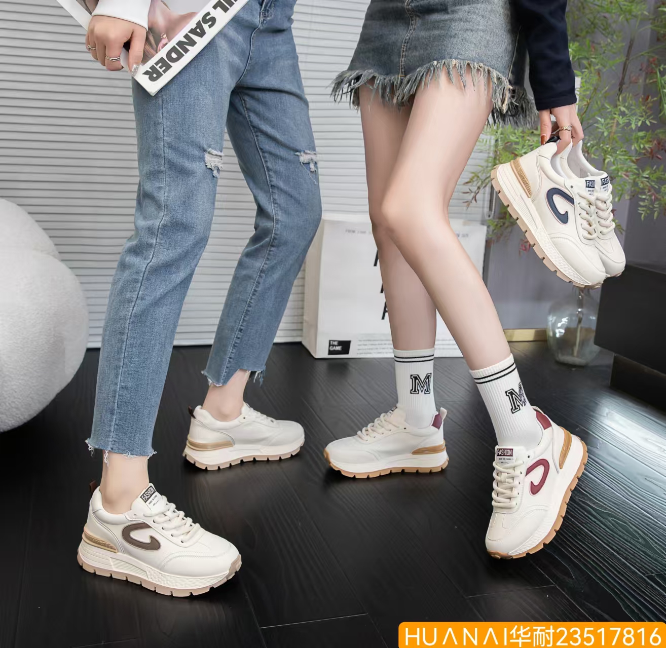 真皮炸街老爹鞋女2024新款显脚小运动休闲小白鞋厚底阿甘鞋