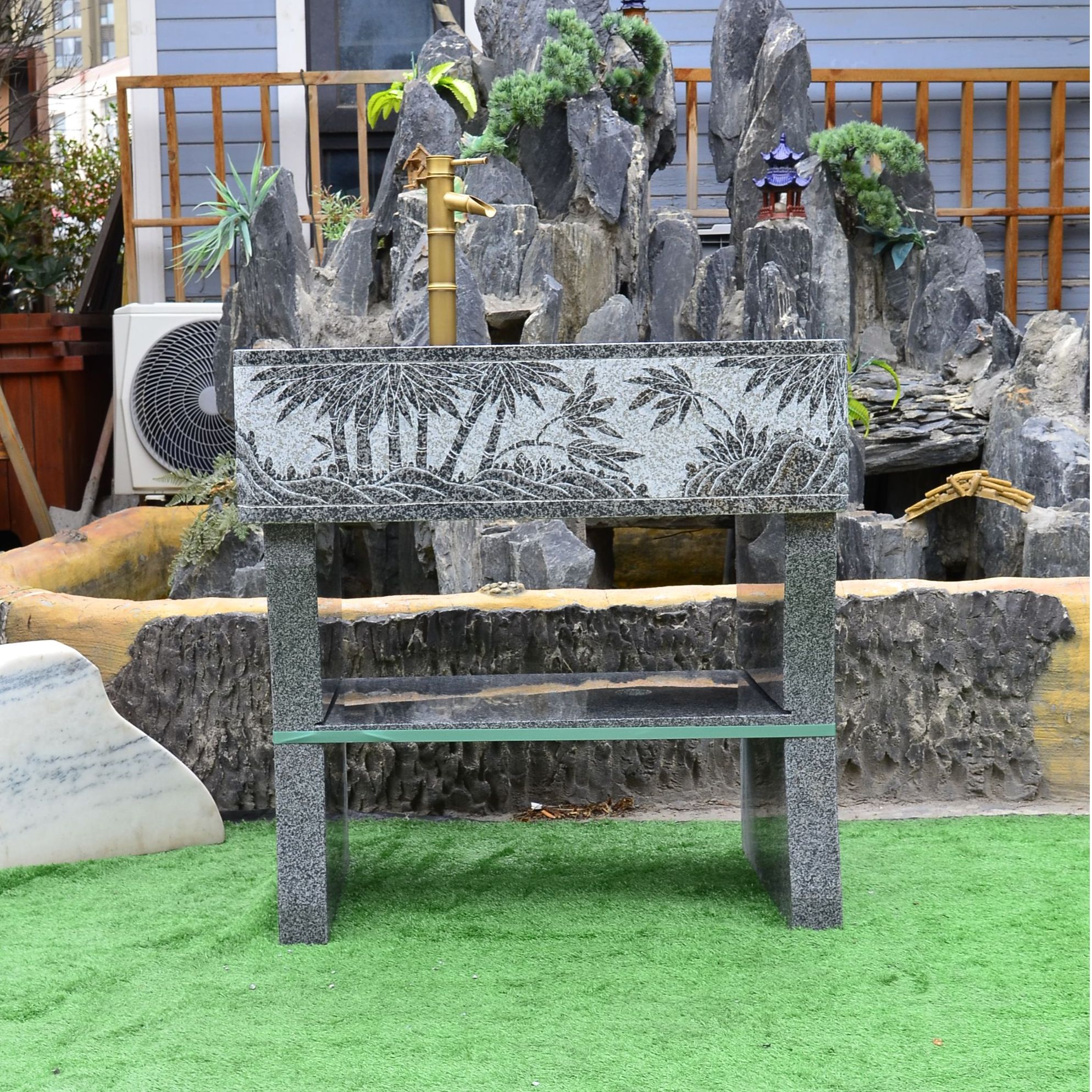 花岗岩芝麻黑竹子山洗衣池户外手工简约阳台室外家用庭院