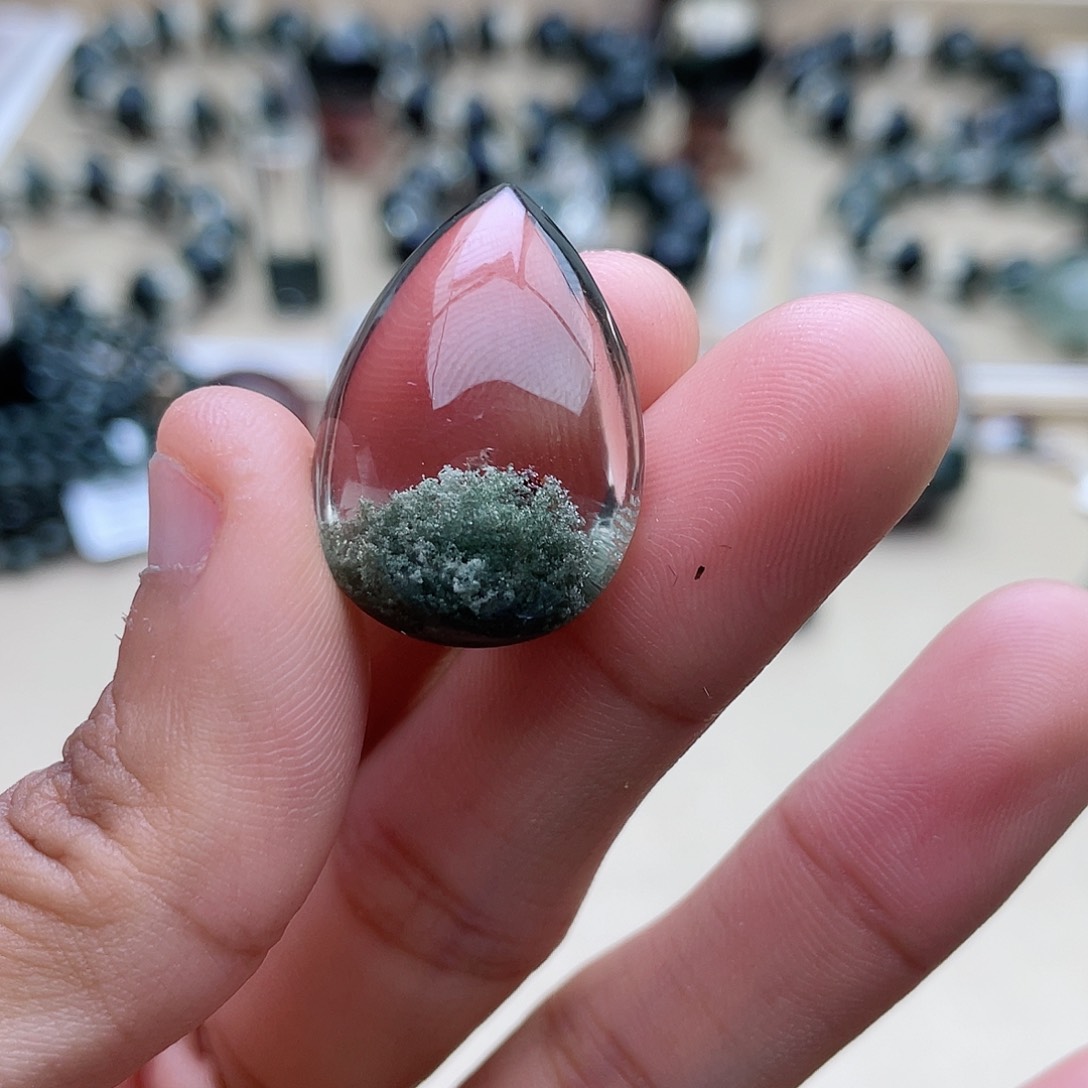 水晶颈饰未镶嵌雲*绿幽灵水滴打孔不退换