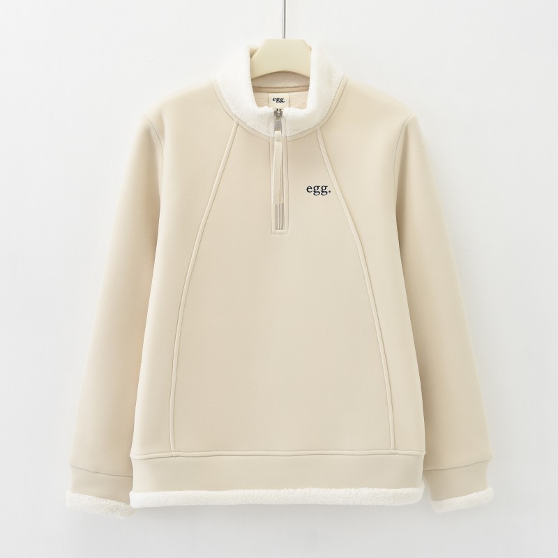 DLS-「高领拉链设计」2024加绒加厚冬季女士休闲即墨卫衣K-1180