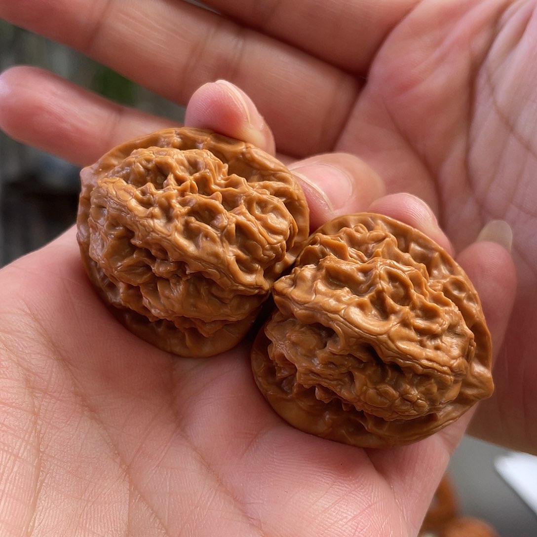 桃核把件35×37尺梨木台翻天印CN01402已打底
