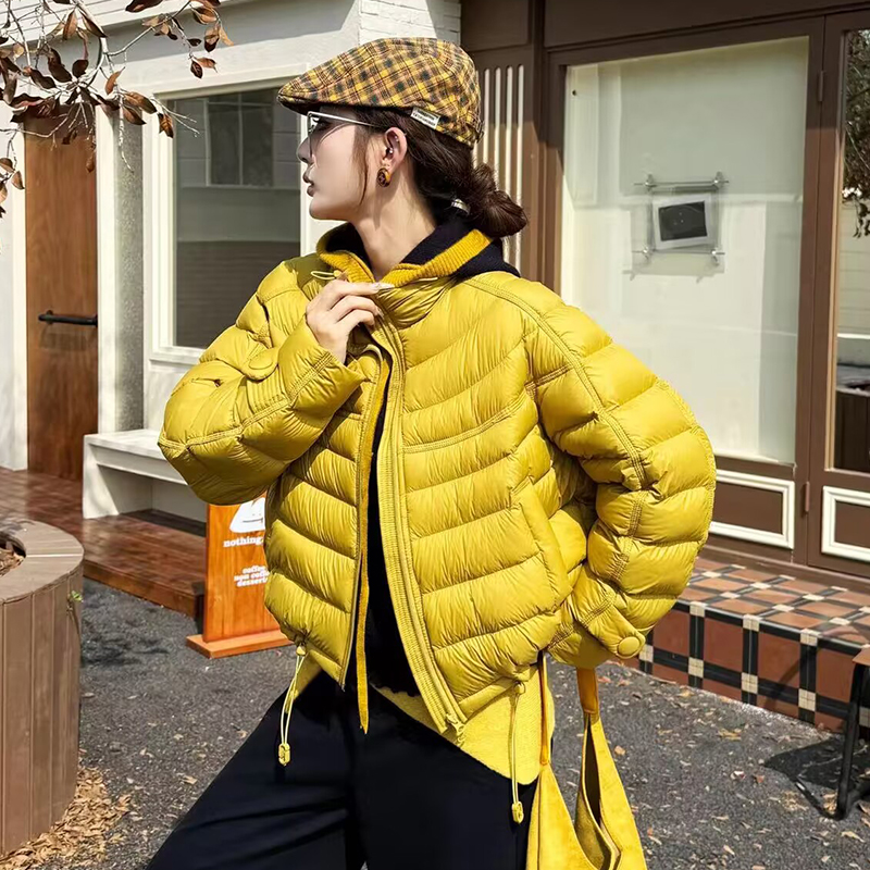 短款立领韩版轻薄90白鸭绒宽松小个子休闲羽绒服女外套2025冬季新