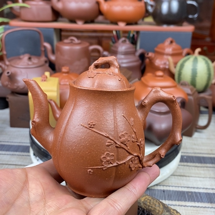 紫砂茶壶傲梅神韵180cc原矿宝山红降坡泥特价