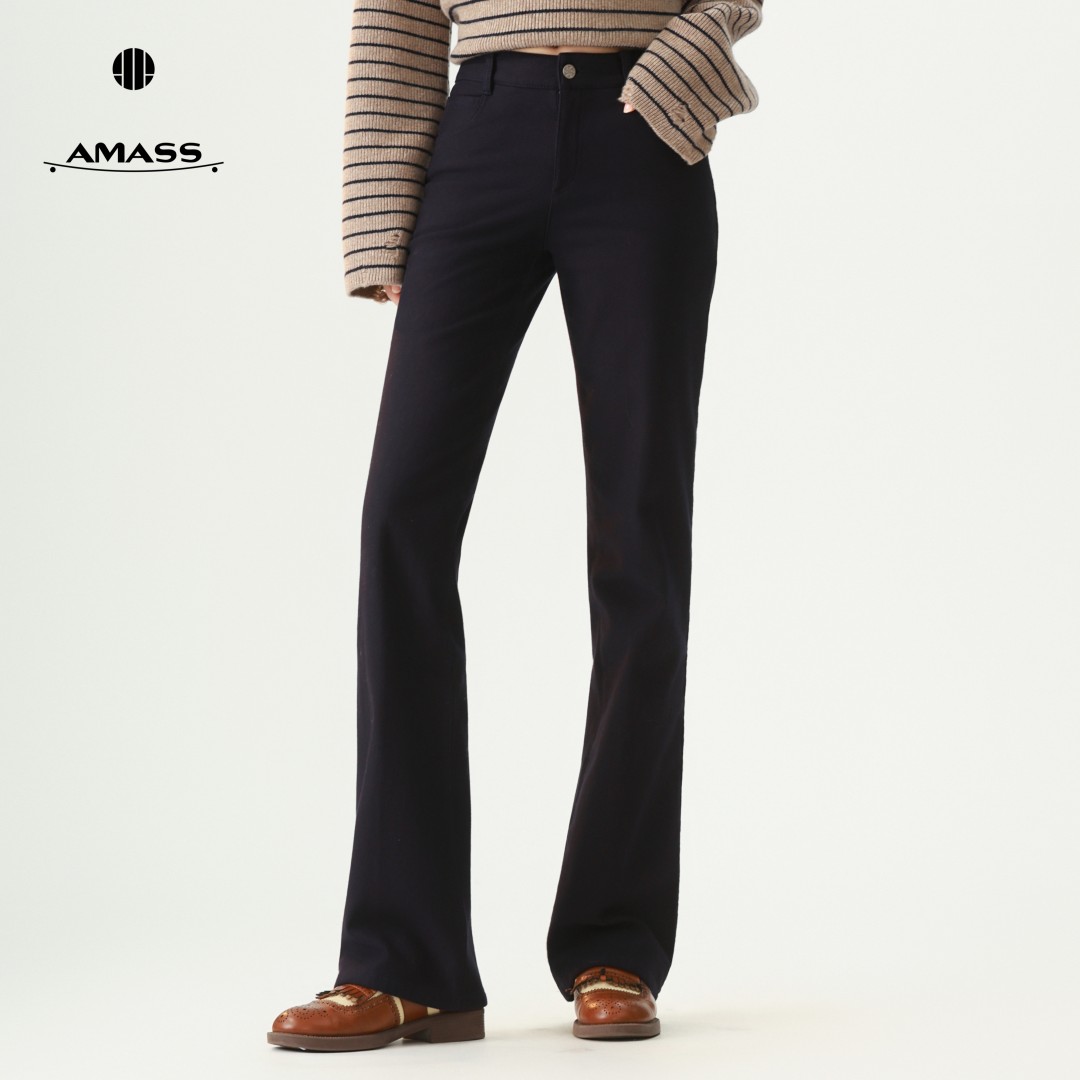 AMASS/阿玛施「理想裤」25年秋冬时尚休闲百搭植绒小直筒长裤510011