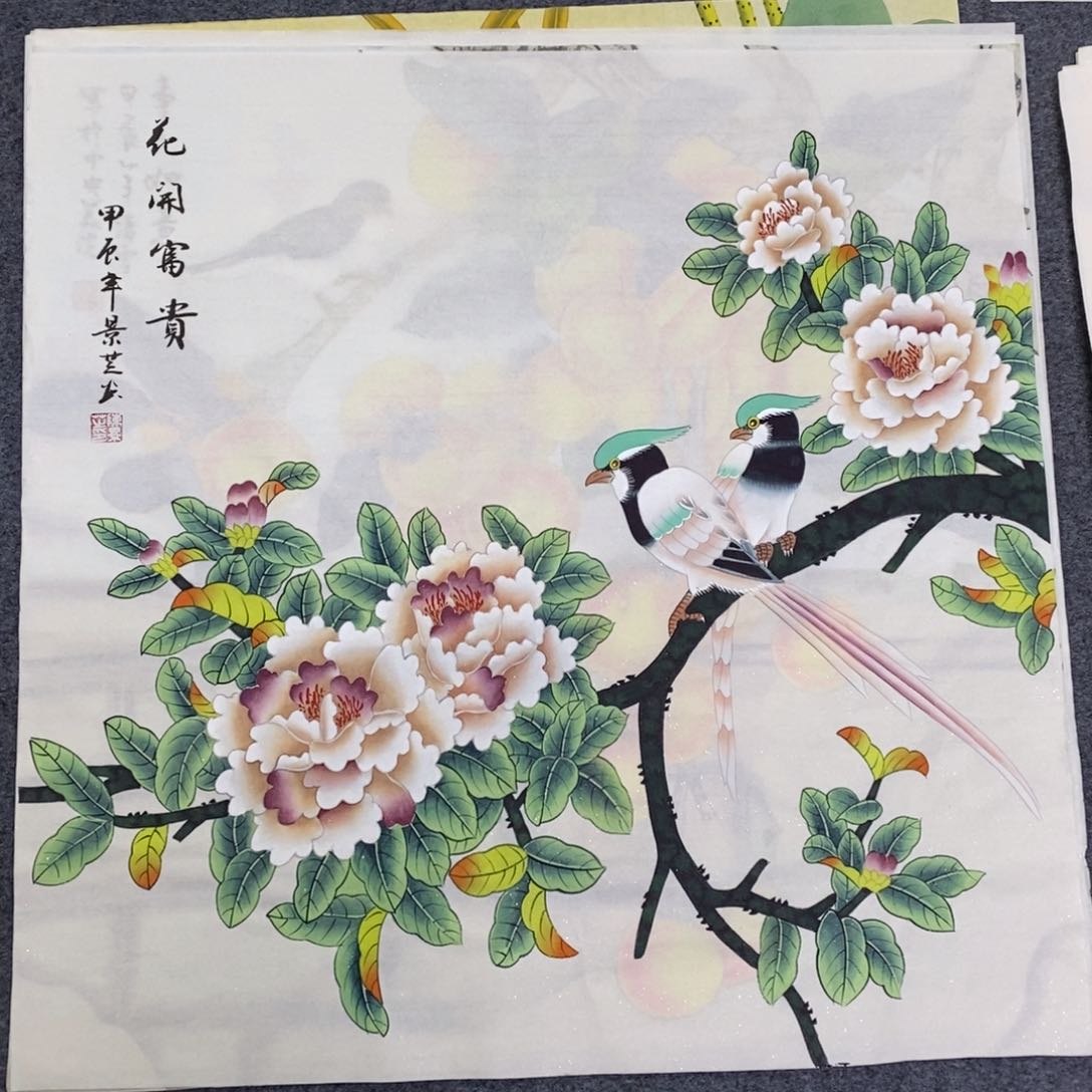 国画尺寸68✖️68工笔斗方手绘