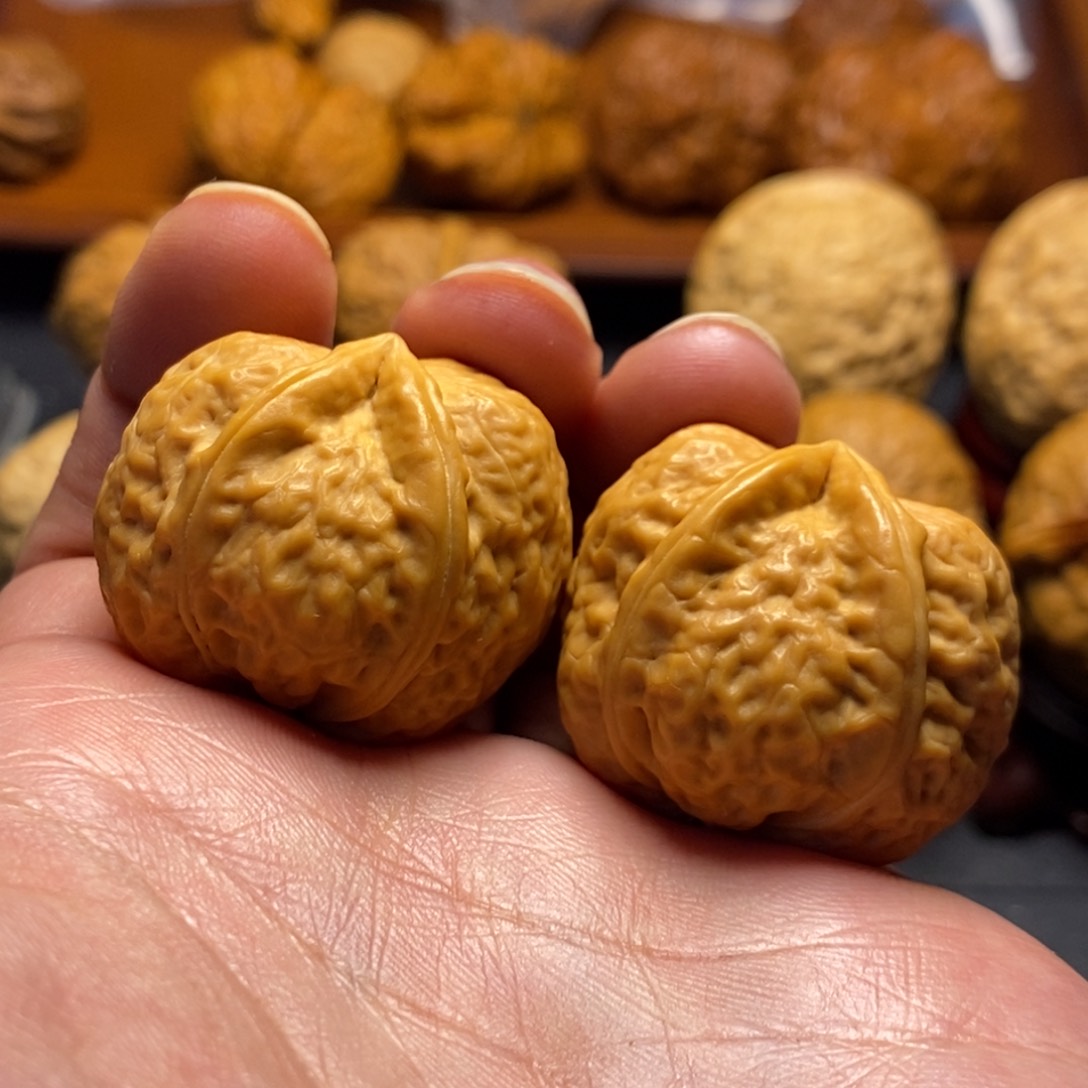 文玩核桃把件33尺小方糖三棱佛肚