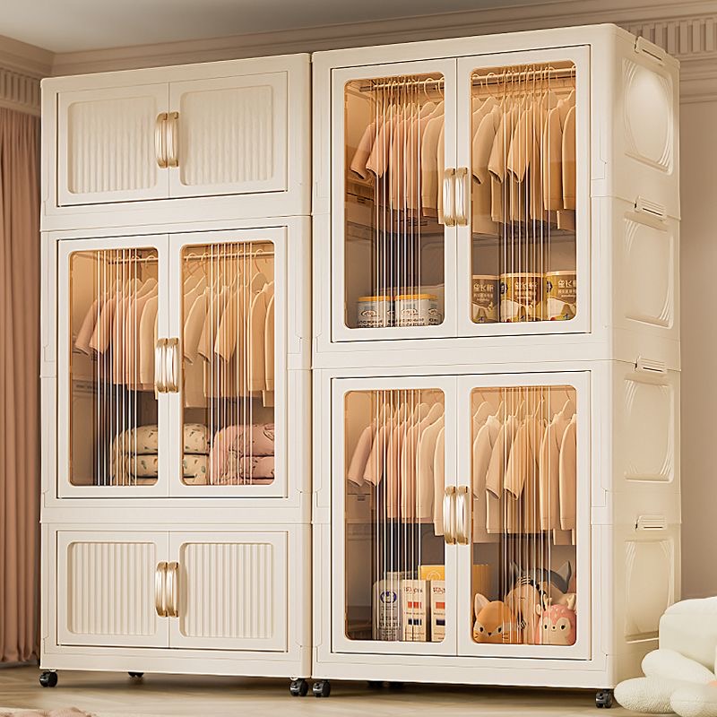 折叠塑料衣柜磁吸闭合1+3/1+2免安装衣柜1个衣柜+3个收纳柜