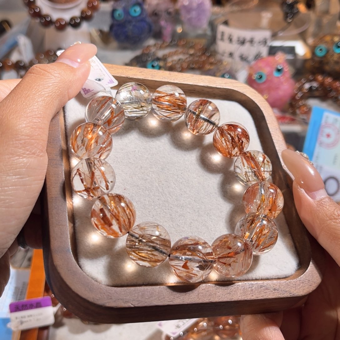 强***肠水晶手链未镶嵌黑金超16m