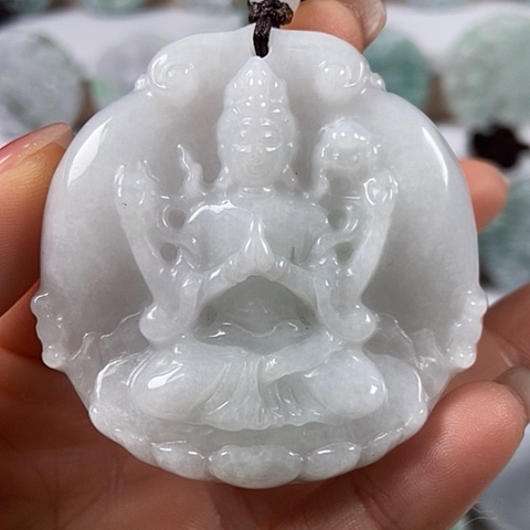 翡翠颈饰未镶嵌观音福利翡翠