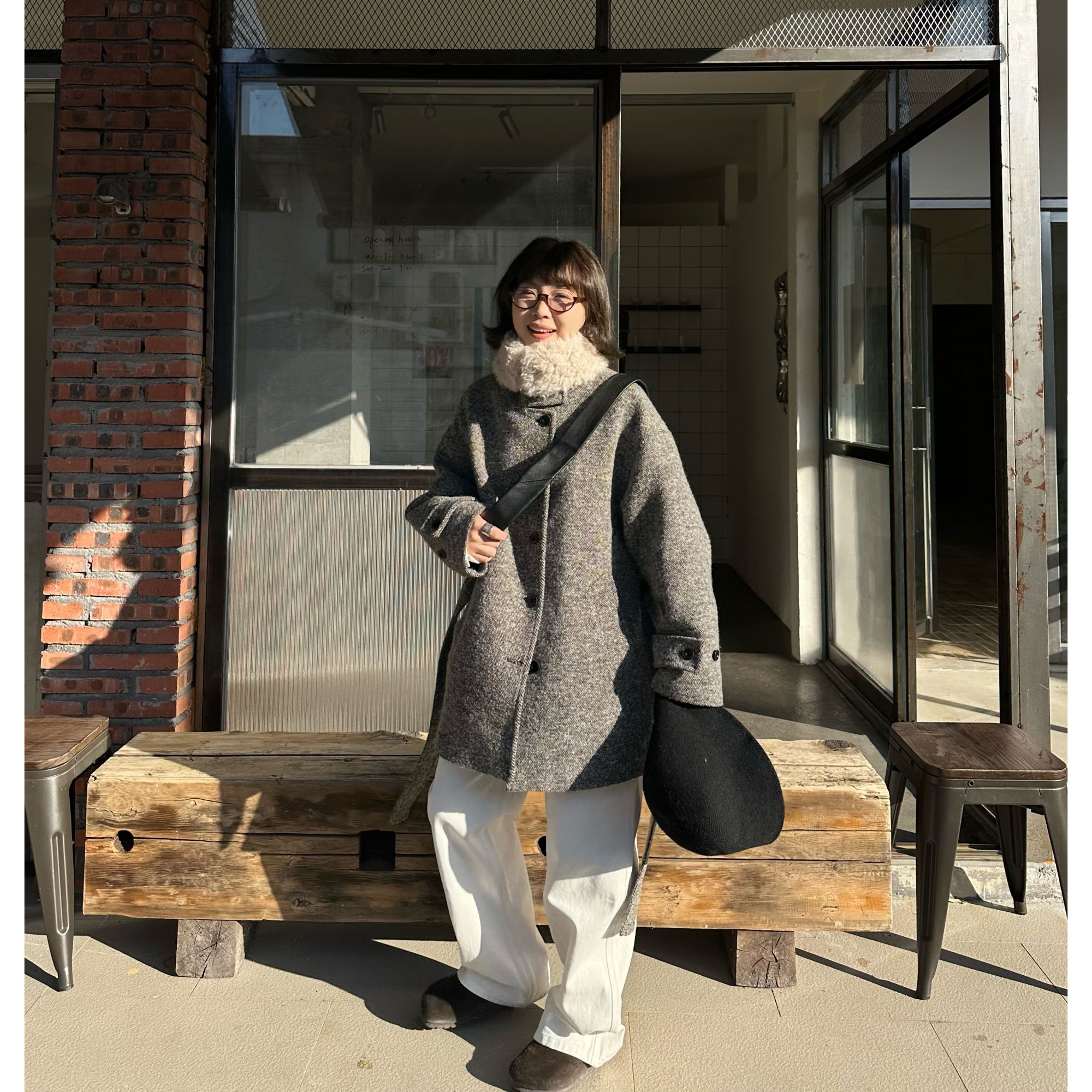 Our2【节日杂色大衣】羊毛复古设计师水洗立领夹棉毛呢大衣【X6020】