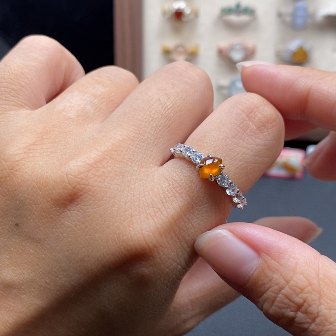 翡翠银S925镶嵌戒指