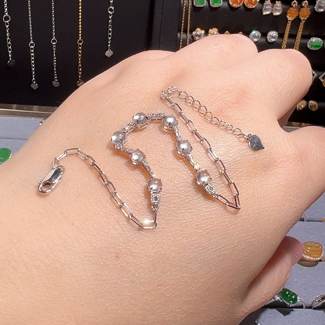 翡翠手链18K金镶嵌不****?天然A货翡翠