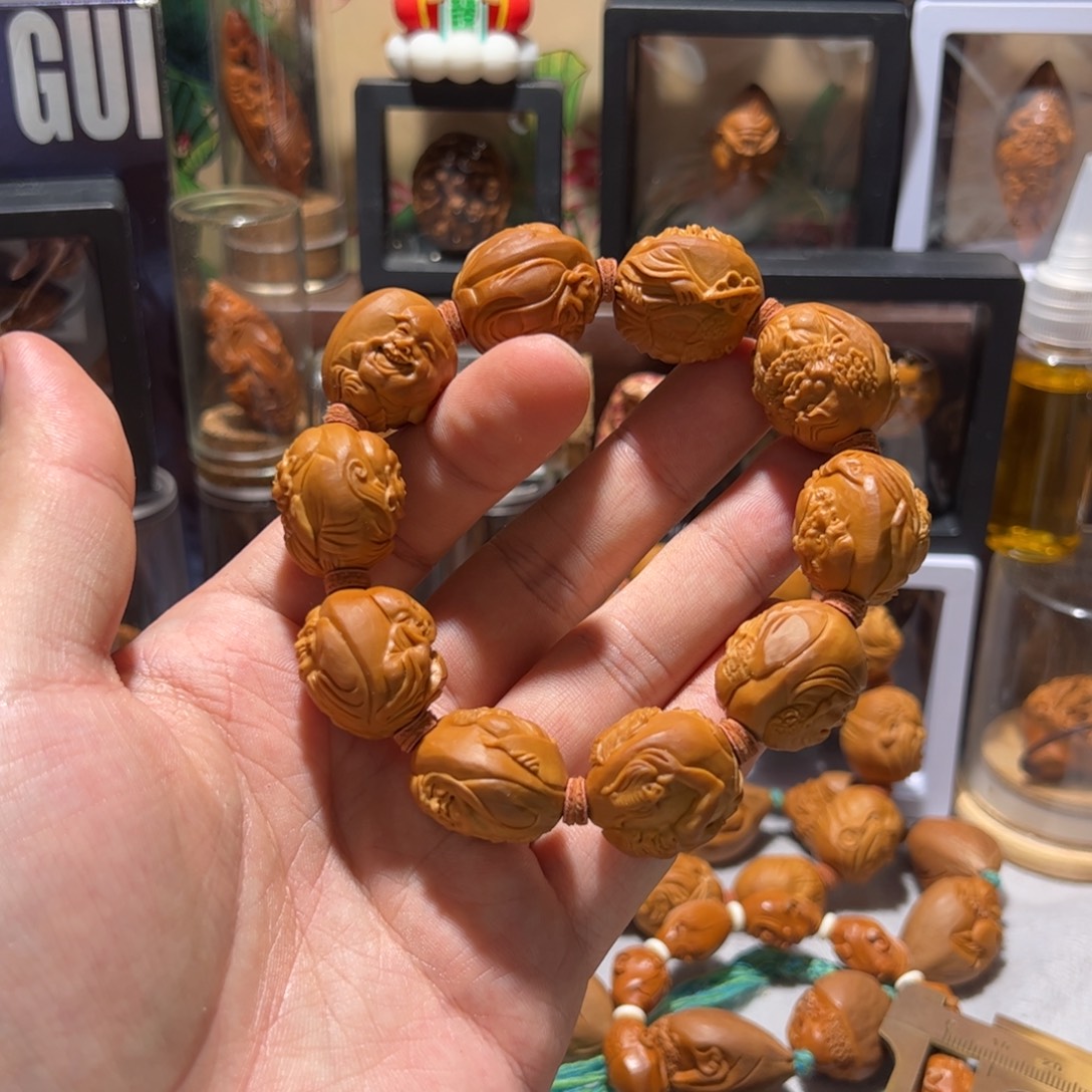 橄榄核手串/手链手工十八罗汉浮雕