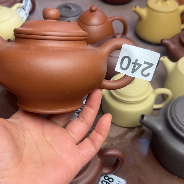 紫砂茶壶荣*红降坡半手工400cc