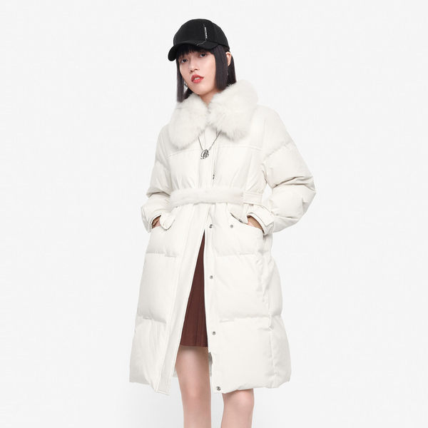 L026   水貂毛拼接长款羽绒服（南）