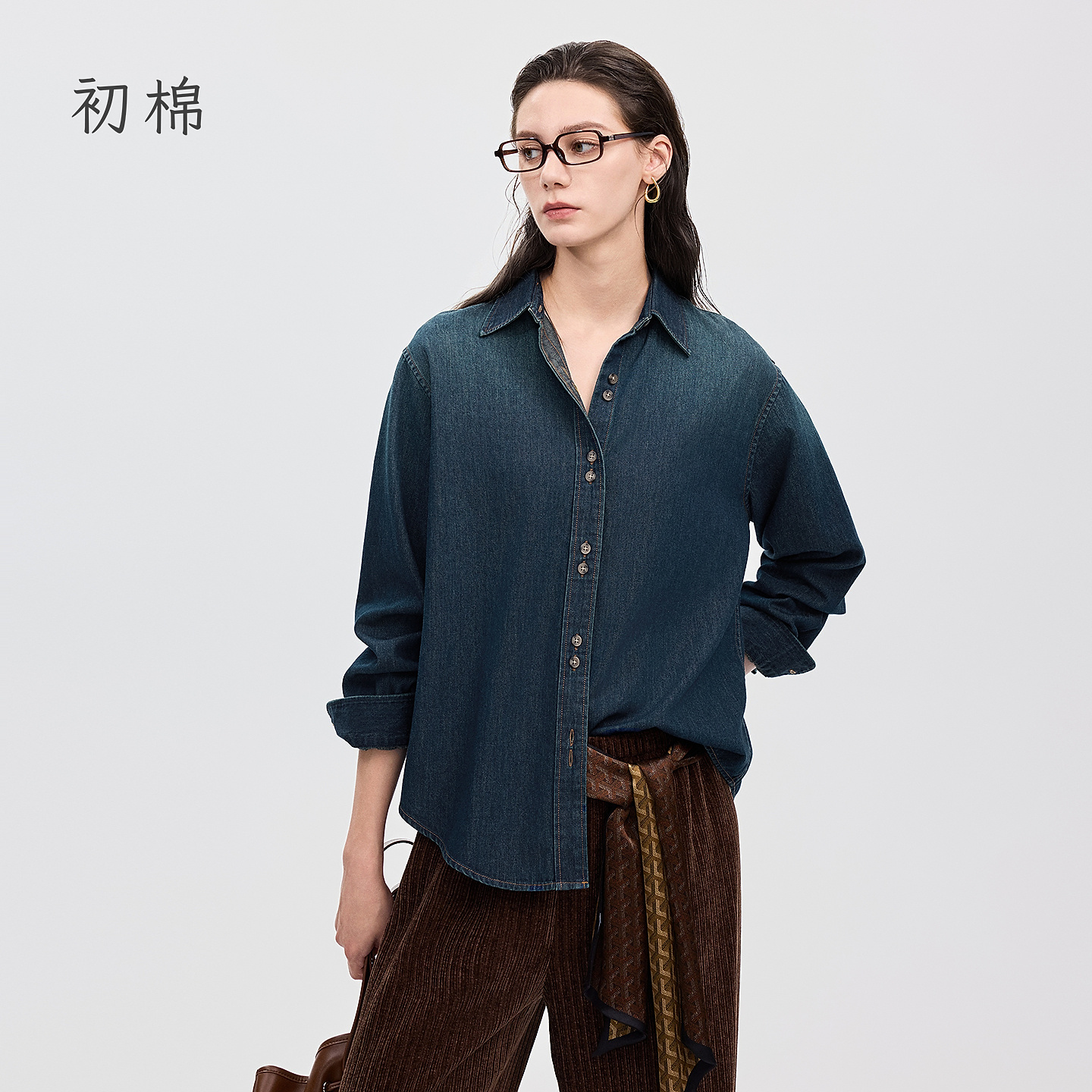 初棉9.19上新 渐变水洗牛仔衬衫366604032