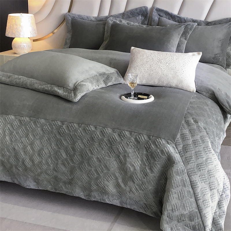 高端加厚全消光牛奶绒四件套上档次床上用品双面绒被套过冬4件套 