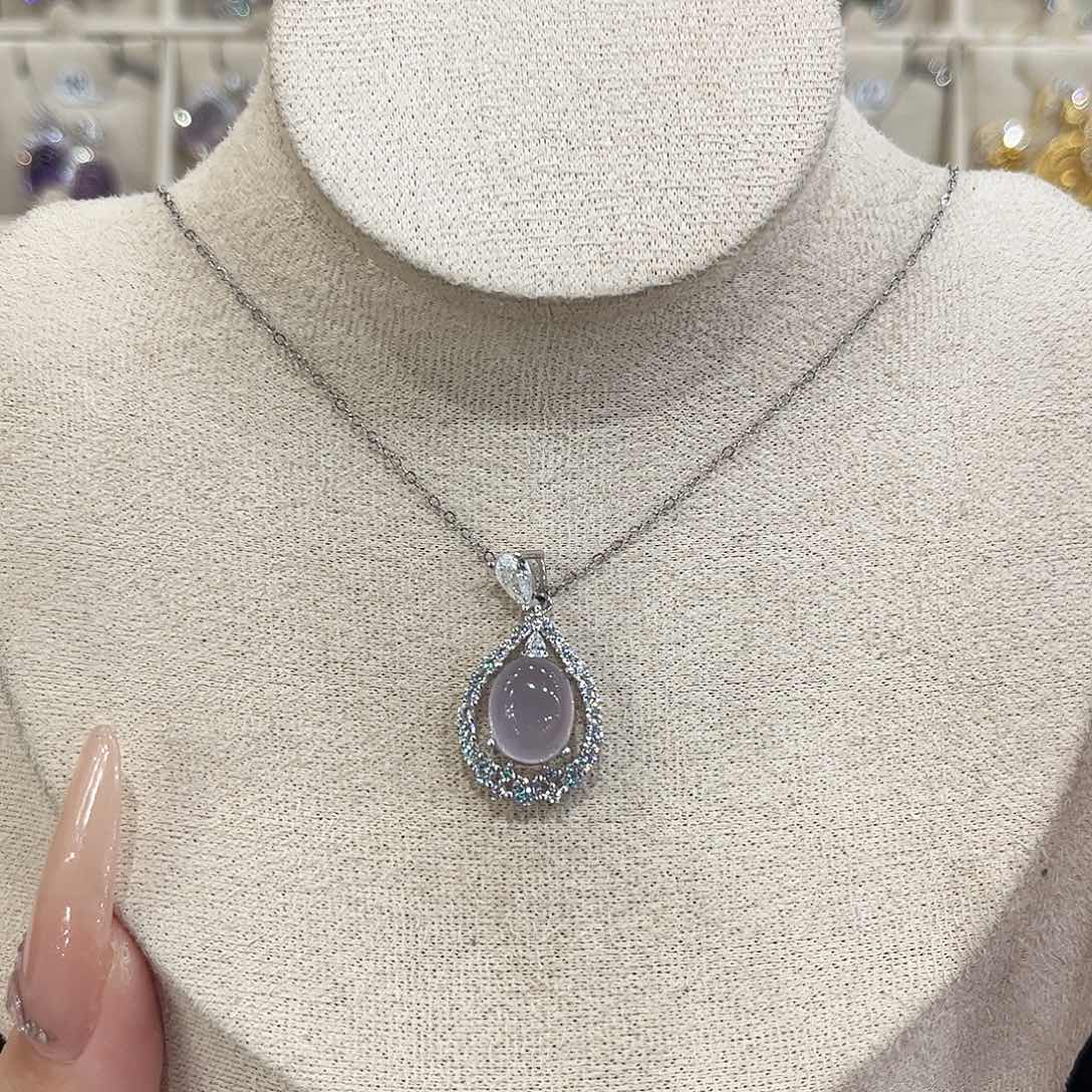 岳***群萤石颈饰银S925镶嵌