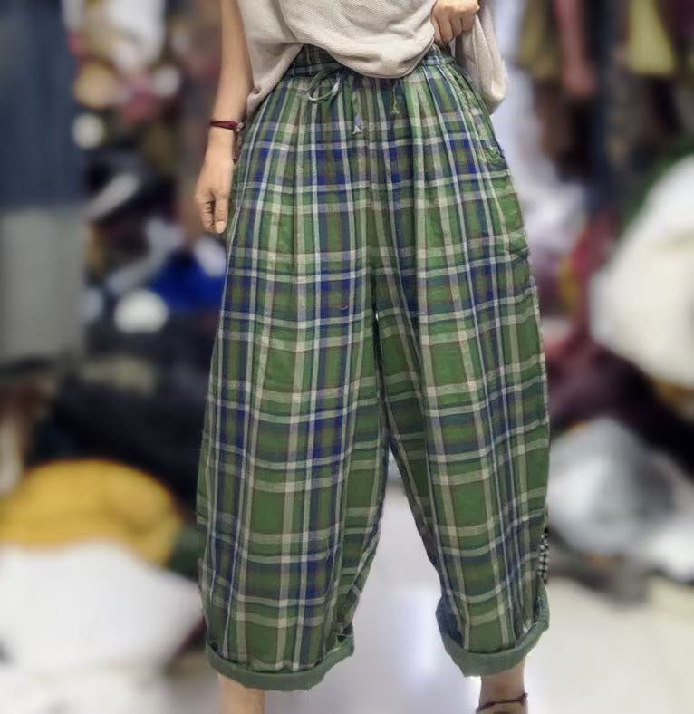 格子百搭气球版休闲裤裤0111081