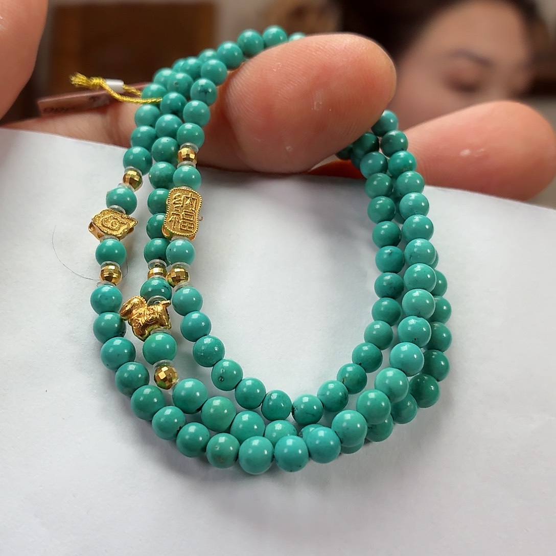 18K金镶嵌绿松石珠宝奇石