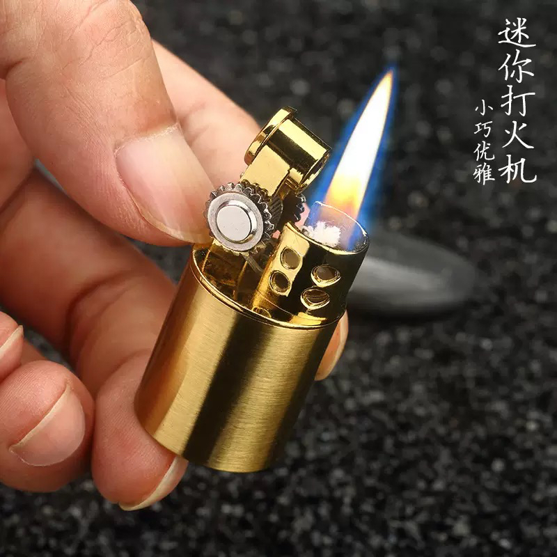 复古创意个性迷你砂轮明火打火机便携金属火机