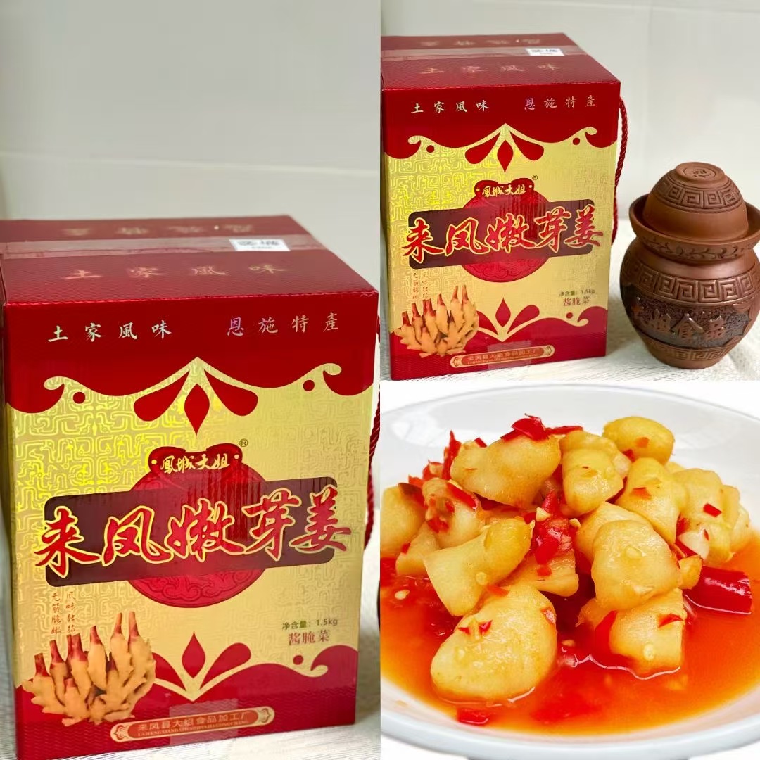 恩施来凤土特产精选嫩姜芽酸辣口味剁椒生姜美味下饭菜仔泡姜腌制