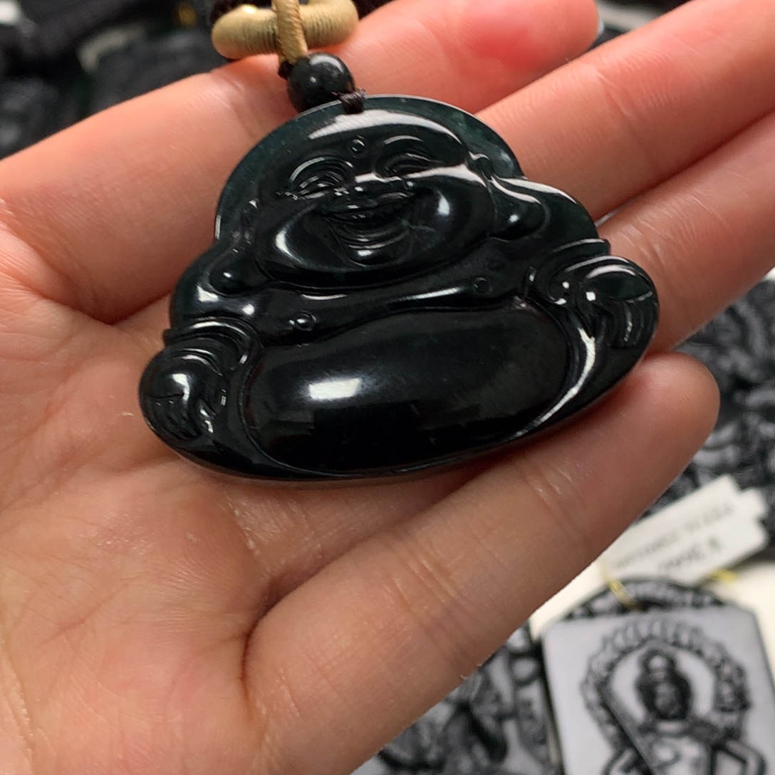 翡翠未镶嵌颈饰天然a货钢琴黑挂件