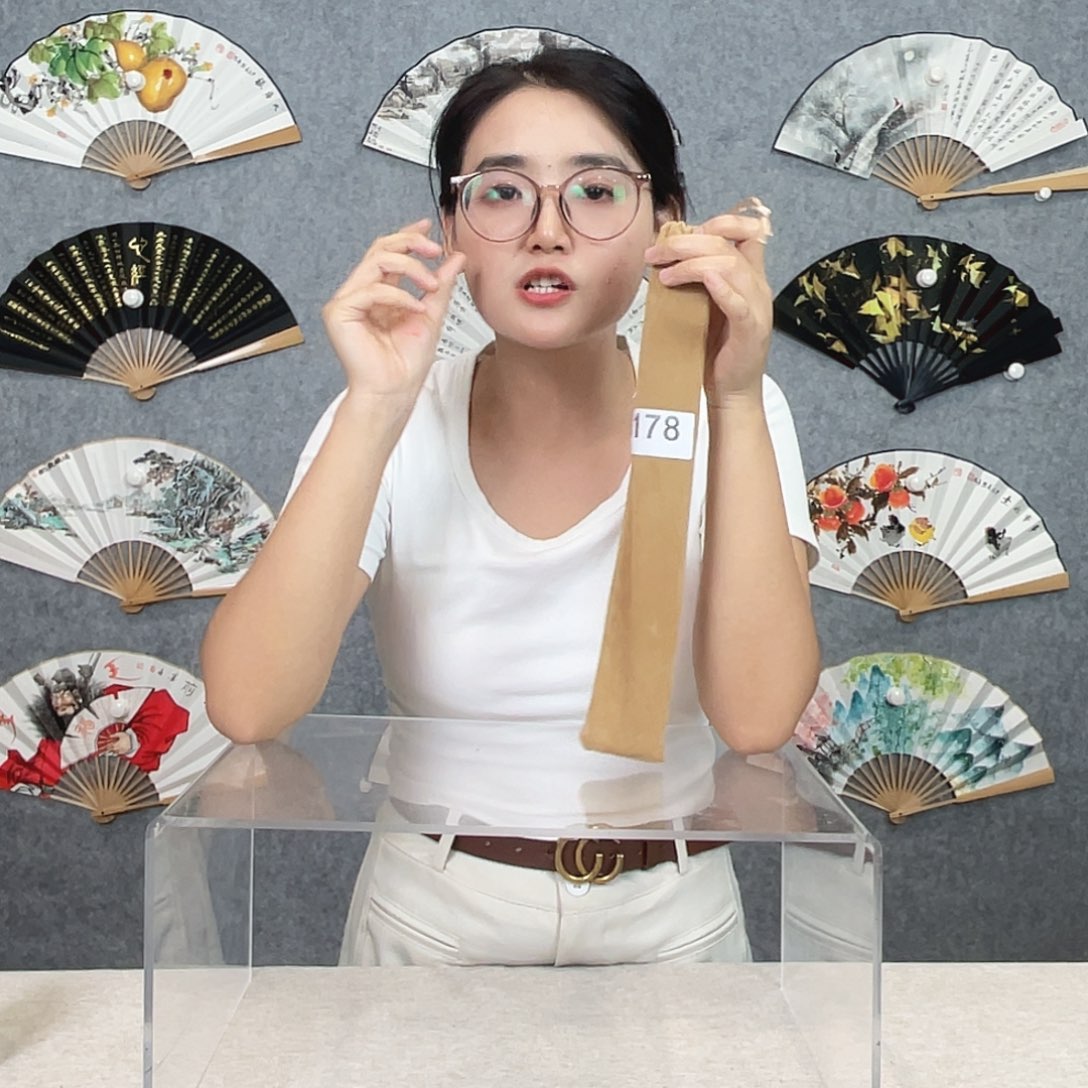 国画10寸水磨玉竹-纯手绘-文玩扇骨（默认粘好）178