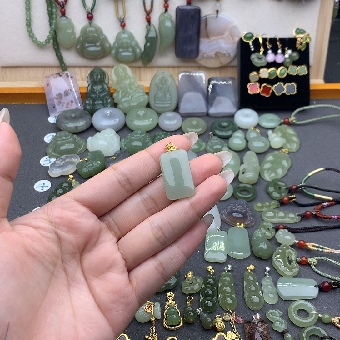 和田玉吊坠(不含链)银S925镶嵌