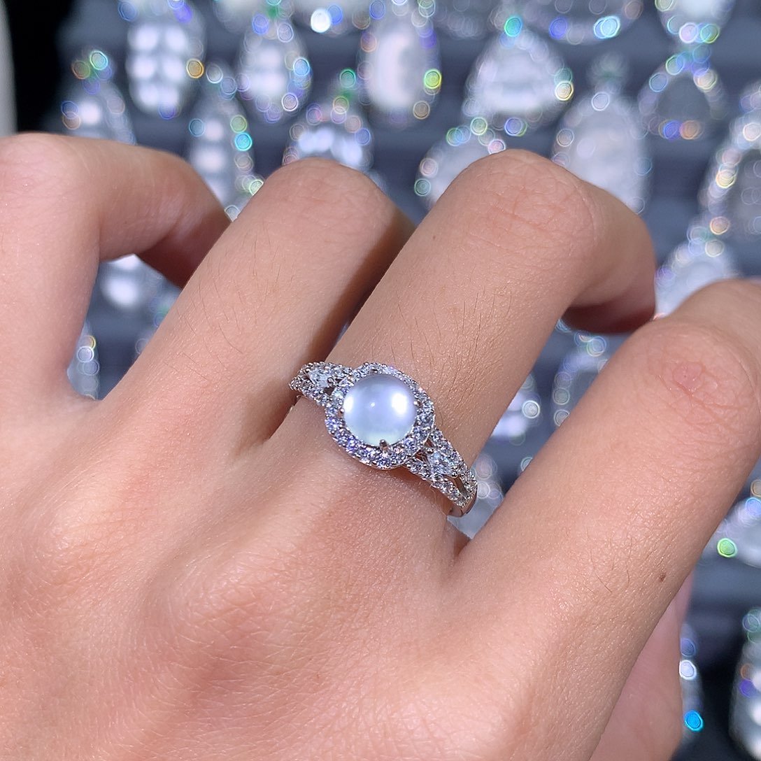 石英质玉戒指银S925镶嵌