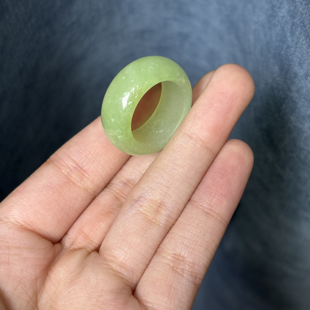 和田玉翠青戒指HX