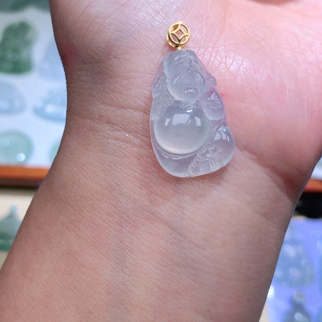 【闪购商品】翡翠颈饰18K金镶嵌财神爷