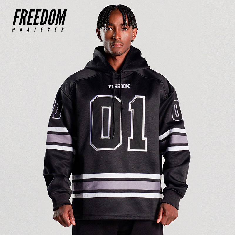 FREEDOM印花连帽衫健身训练宽松运动250030
