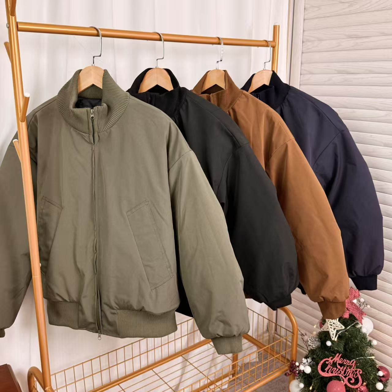 工装立领短款2025棉衣2025冬季硬汉风夹克加绒保暖棉服加厚款宽松