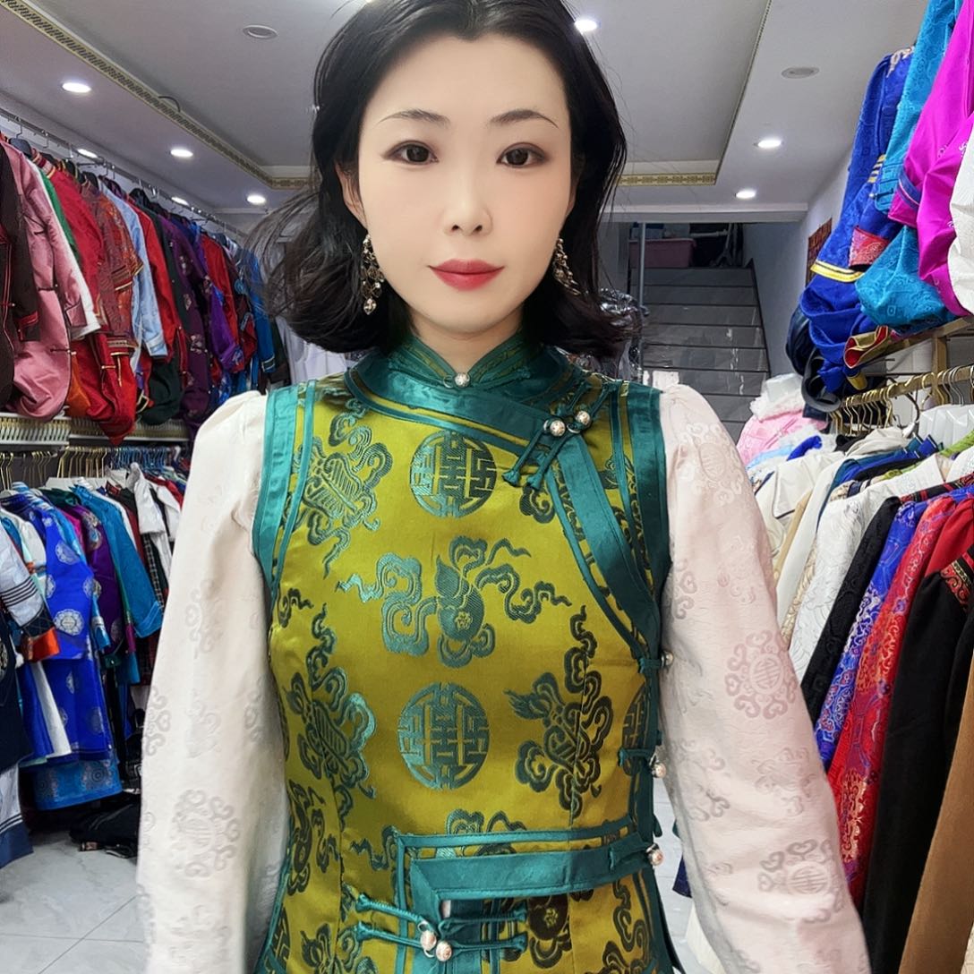 绿色立领马甲女款 L