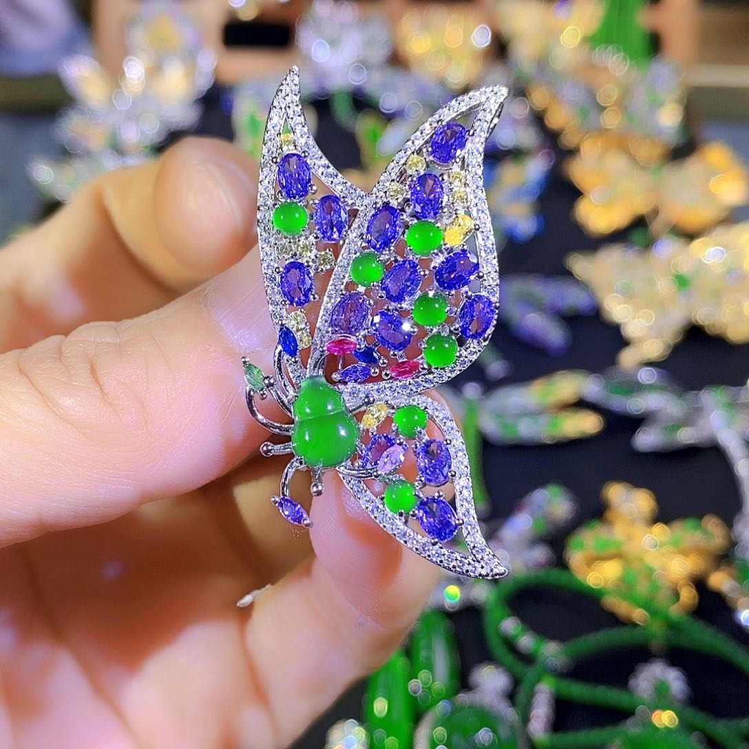 吊坠(不含链)银S925镶嵌翡翠