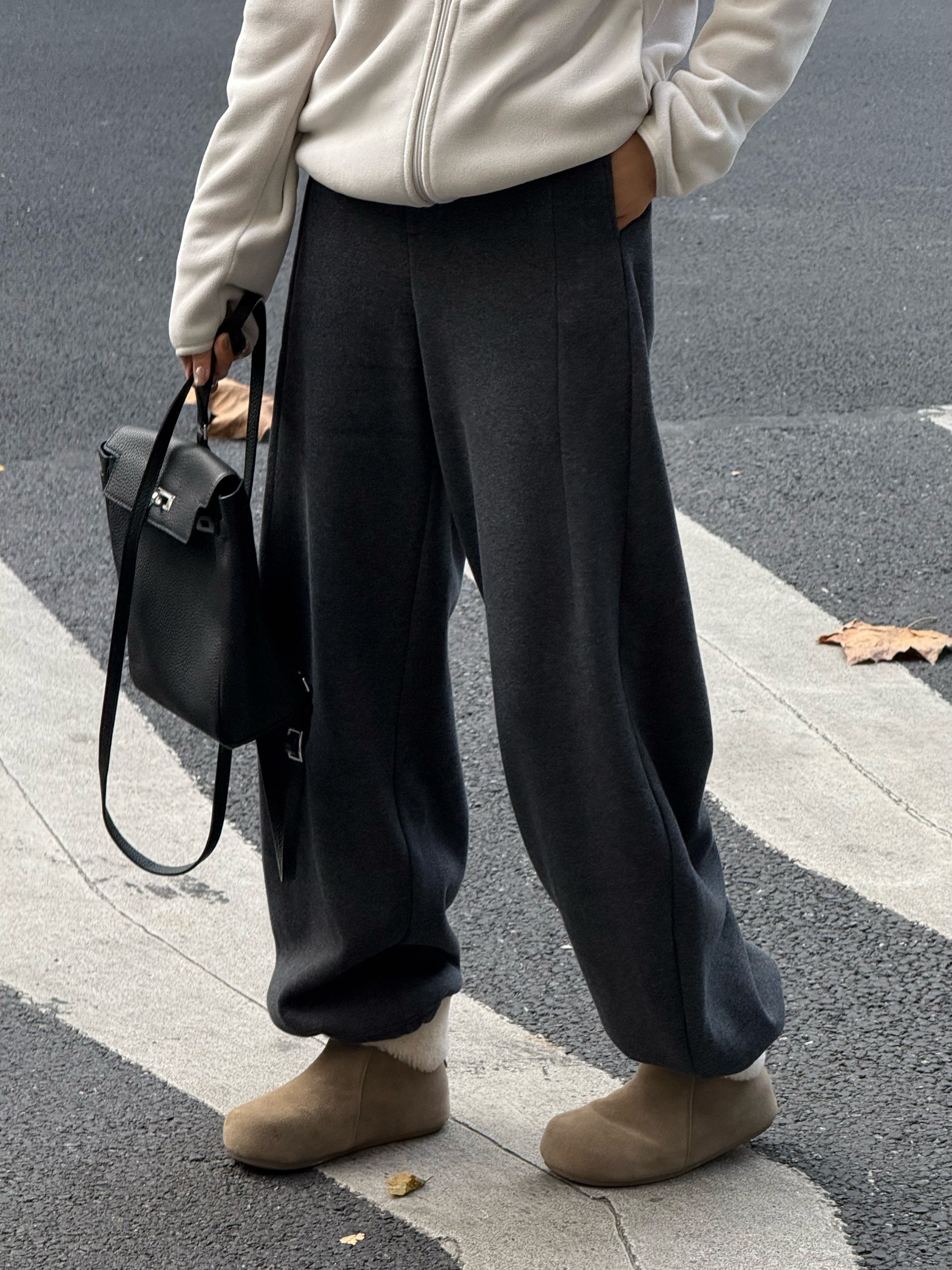 【慵懒裤】冬季新款加绒加厚高腰休闲裤宽松百搭运动卫裤