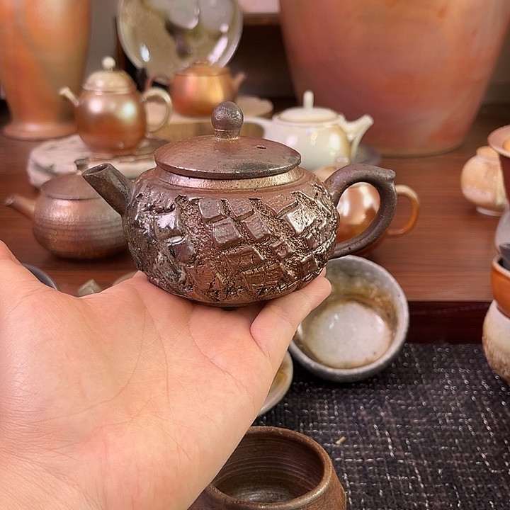 柴烧铁胎爆裂壶泡茶壶