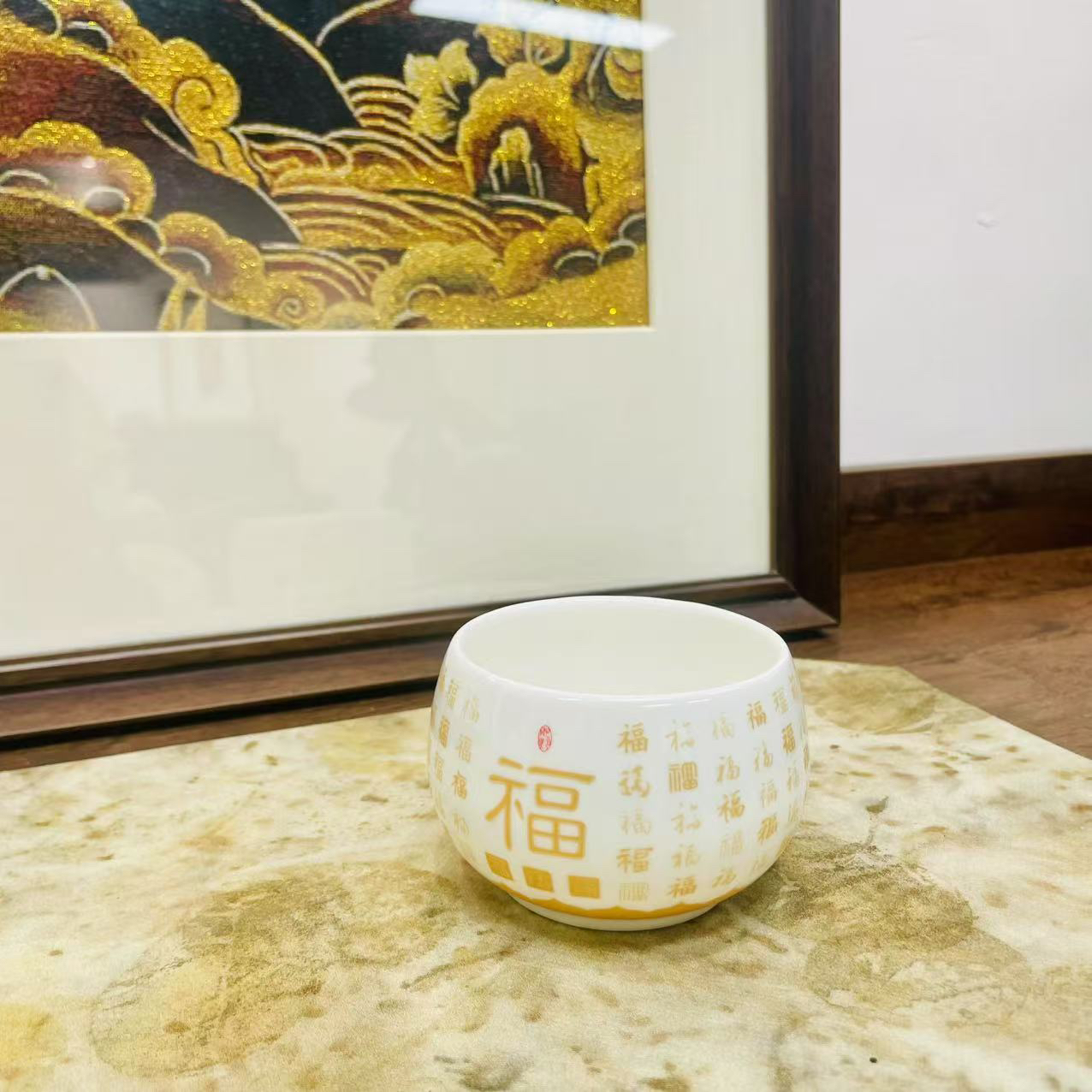 A65-白瓷金白福禅定主人杯（60）