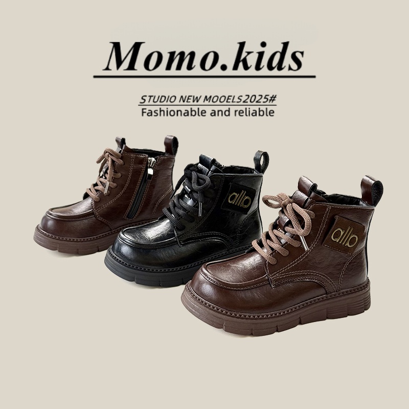 【皮夹克】（英伦风加绒马丁靴）2025秋冬新款男童皮靴女童短靴-9926
