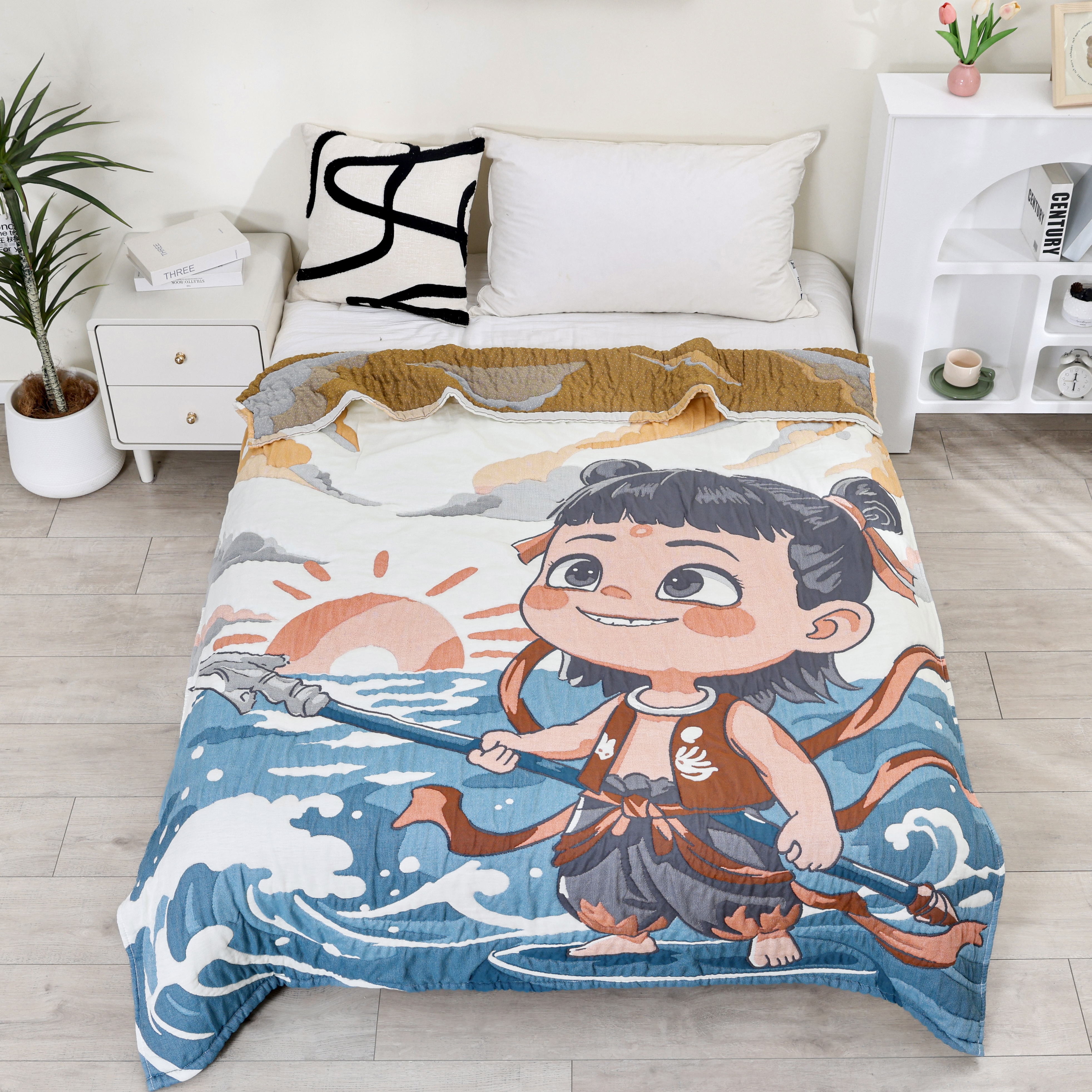 【哪吒闹海】 150*200cm 新款卡通柔软高级轻奢加厚多功能泡芙被