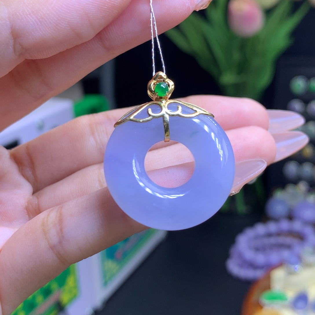 翡翠颈饰18K金镶嵌天然